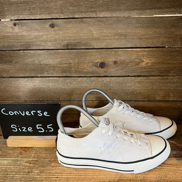 Converse Shoes - Womens Converse One Star Low Top White Canvas Shoes Sneakers Size 5.5 M GUC